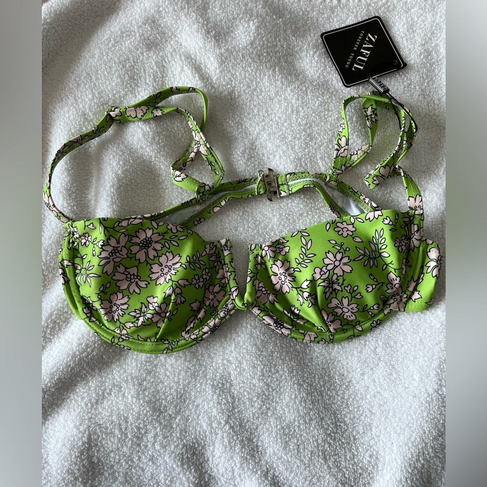 New Zaful green and pink bikini sz 4